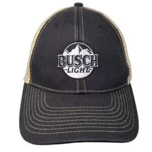 Artisans Busch Light Trucker Hat Black Beige One Size Snapback Mesh Duck Head
